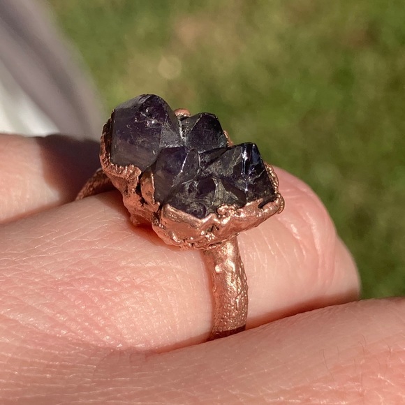 Amethyst Point Cluster Ring Electroformed sz 7 - Picture 15 of 15